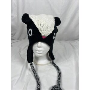 Kids Black and White Animal Earflap Hat